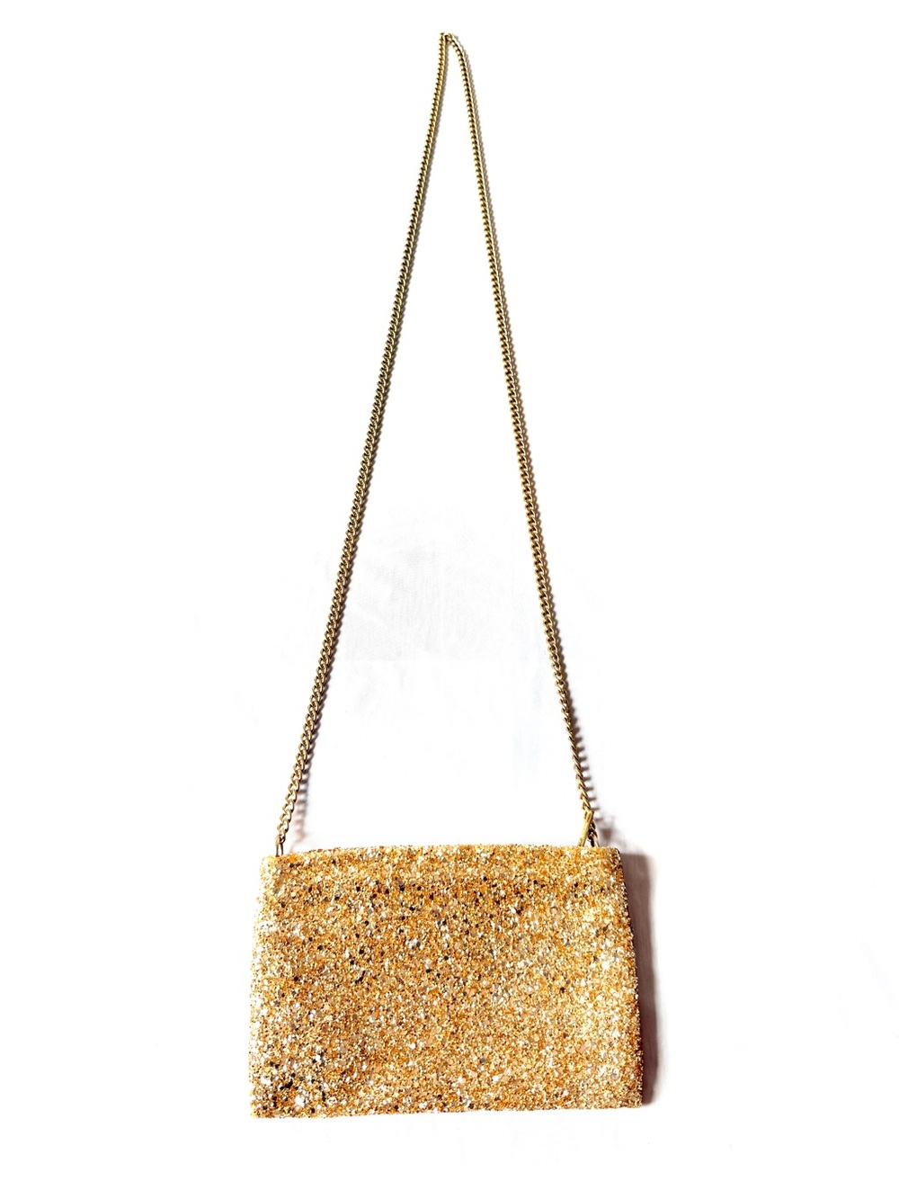 J.Crew gold Glitter Evening purse Bag shoulder Crossbody Chain nWOT
